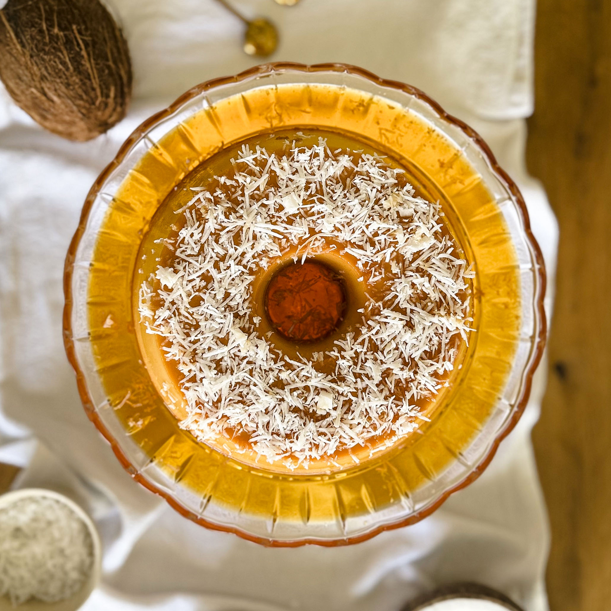Pudim au caramel, vu du dessus